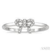 1/10 Ctw Bow Cutout Single Cut Diamond Petite Fashion Ring in 10K White Gold